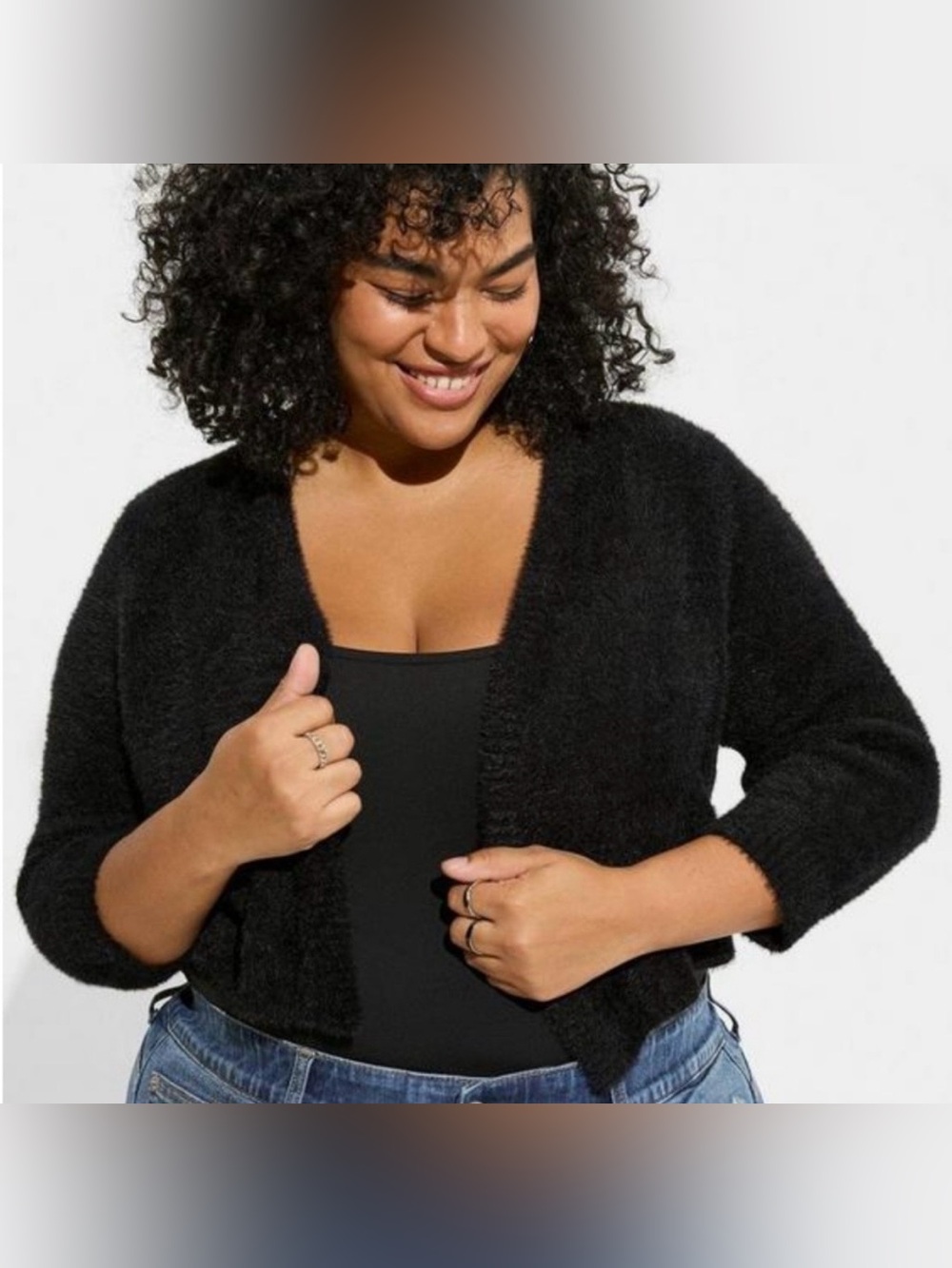 Torrid Black Eyelash Shrug Open Front Crop Sweater Size 3 3X Plus